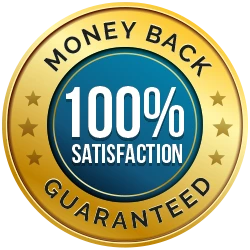 100% satisfaction money-back guaranteed seal
